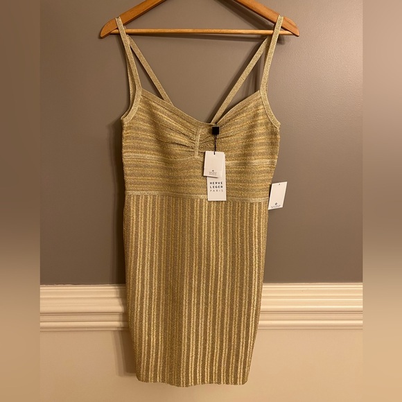 HERVE LEGER PARIS LUREX EYELASH SWEETHEART DRESS Size M NWT $999 - Picture 8 of 11